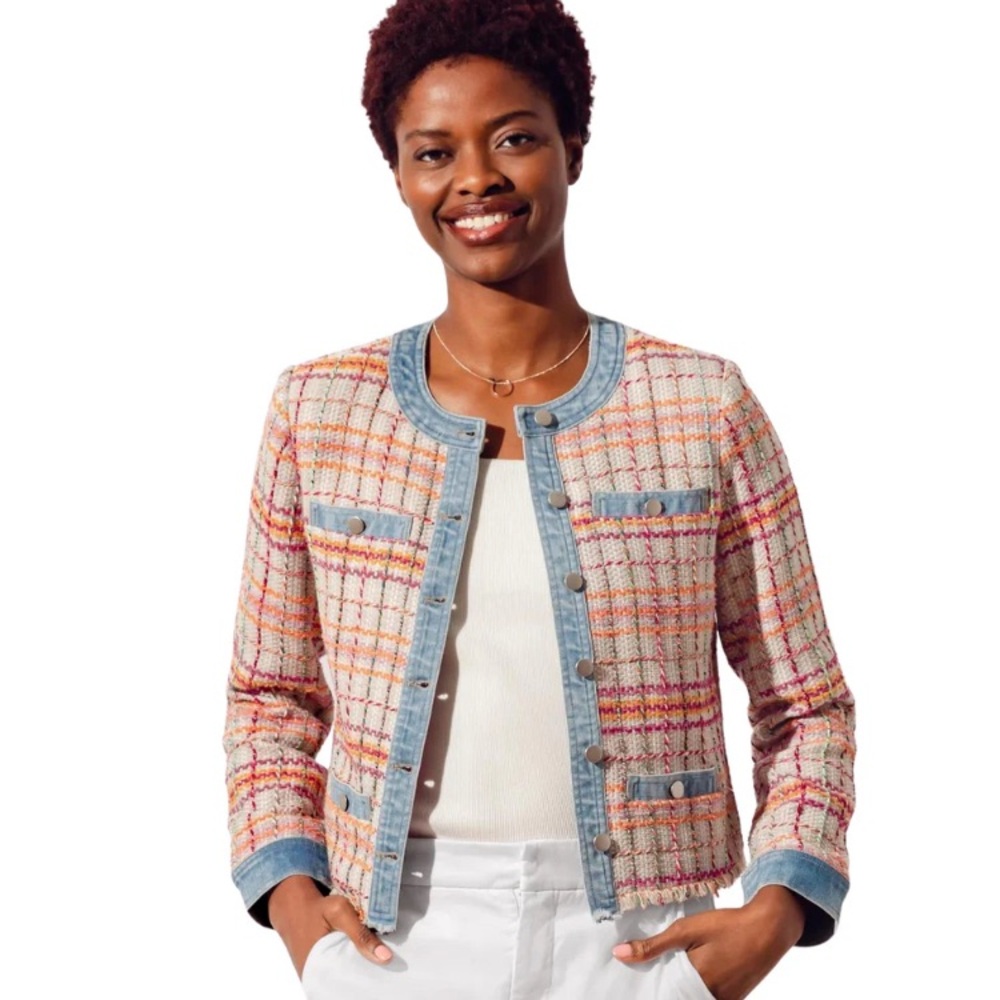 Ecru Pink and Gray Women's Blazer
